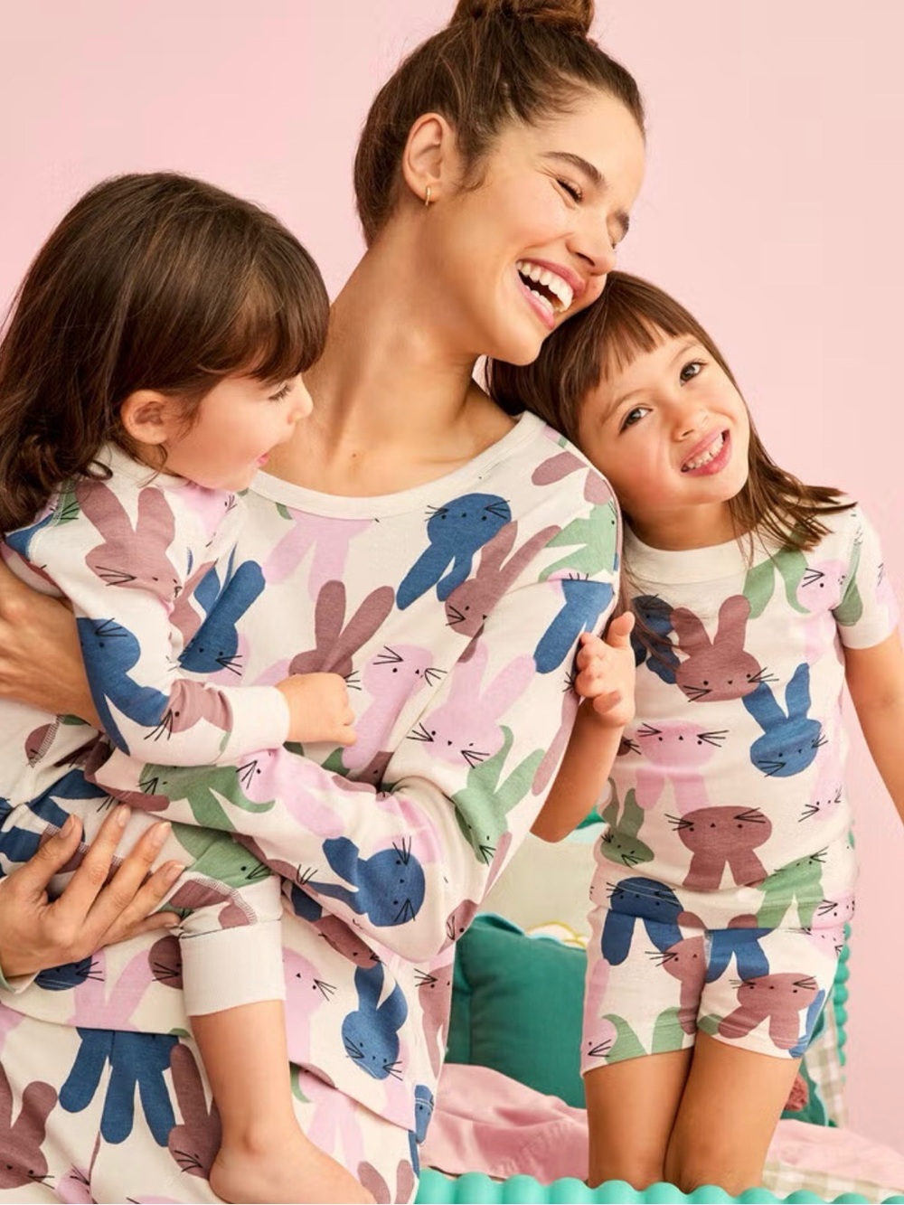 Hanna Andersson Women’s Bunny Print Pajama Set - Pink, Blue & Green